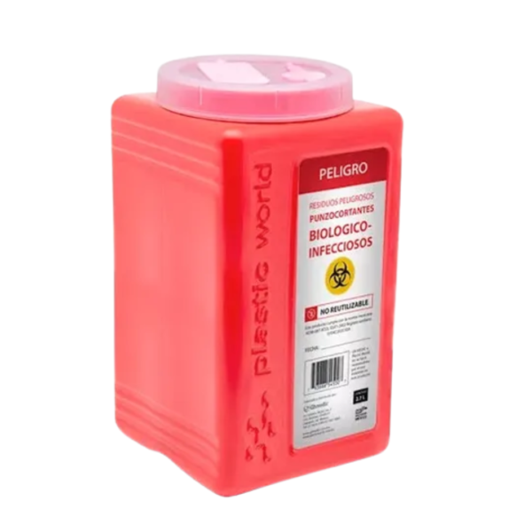 Contenedor de plástico recolector punzocortantes 2.7L