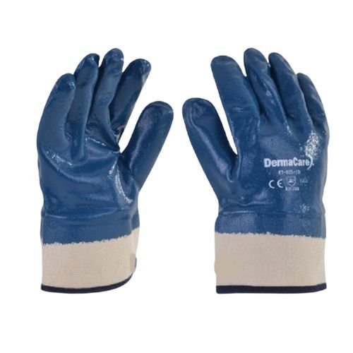 Guante de nitrilo puño de loneta azul DERMACARE