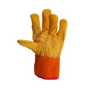 Guante tipo pemex de piel de res puño de carnaza