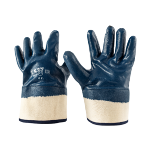 guante de nitrilo puño de loneta azul (1) Guante de nitrilo puño de loneta color azul